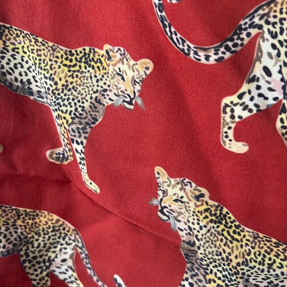 Katie Kime Sz S Cheetah‎ Pajama Pants Red Jungle Animal Cotton Blend - Picture 5 of 9
